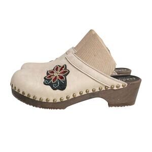 Sandgrens Swedish Wooden Embellished Clogs Size 8.5 (EU Size 39)